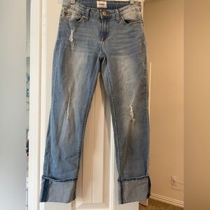 YOUTH Hudson Light Denim Distressed Cuffed Ankle Denim Sz 16